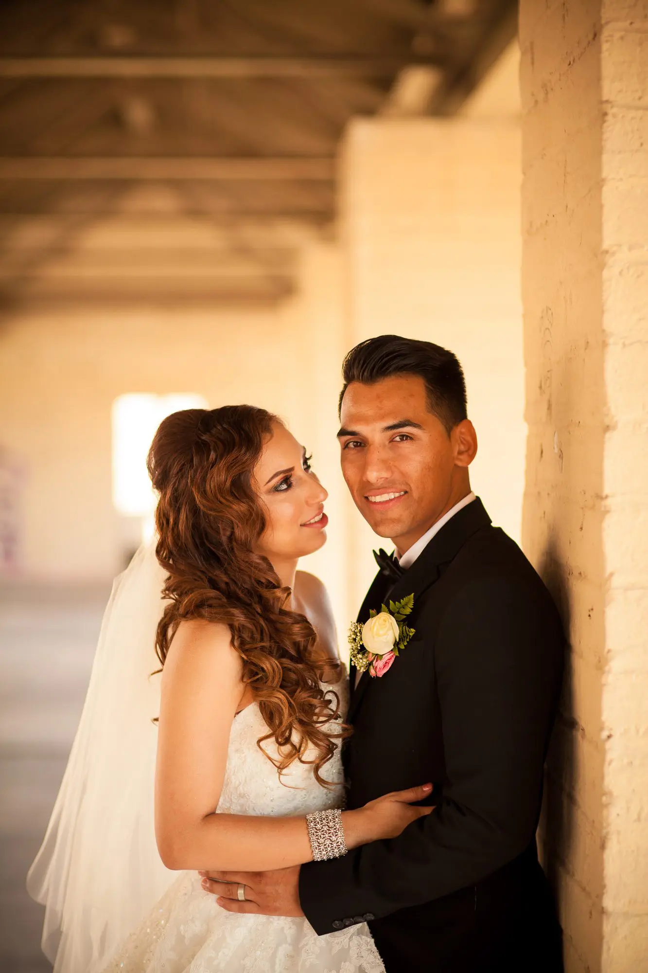 bride looking at the groom