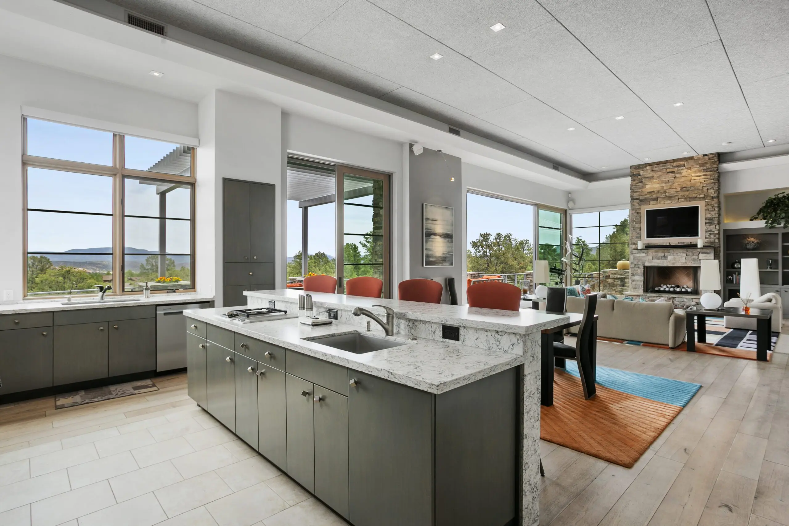Kitchen with Mogollon Rim view in Payson Arizona luxury real estate