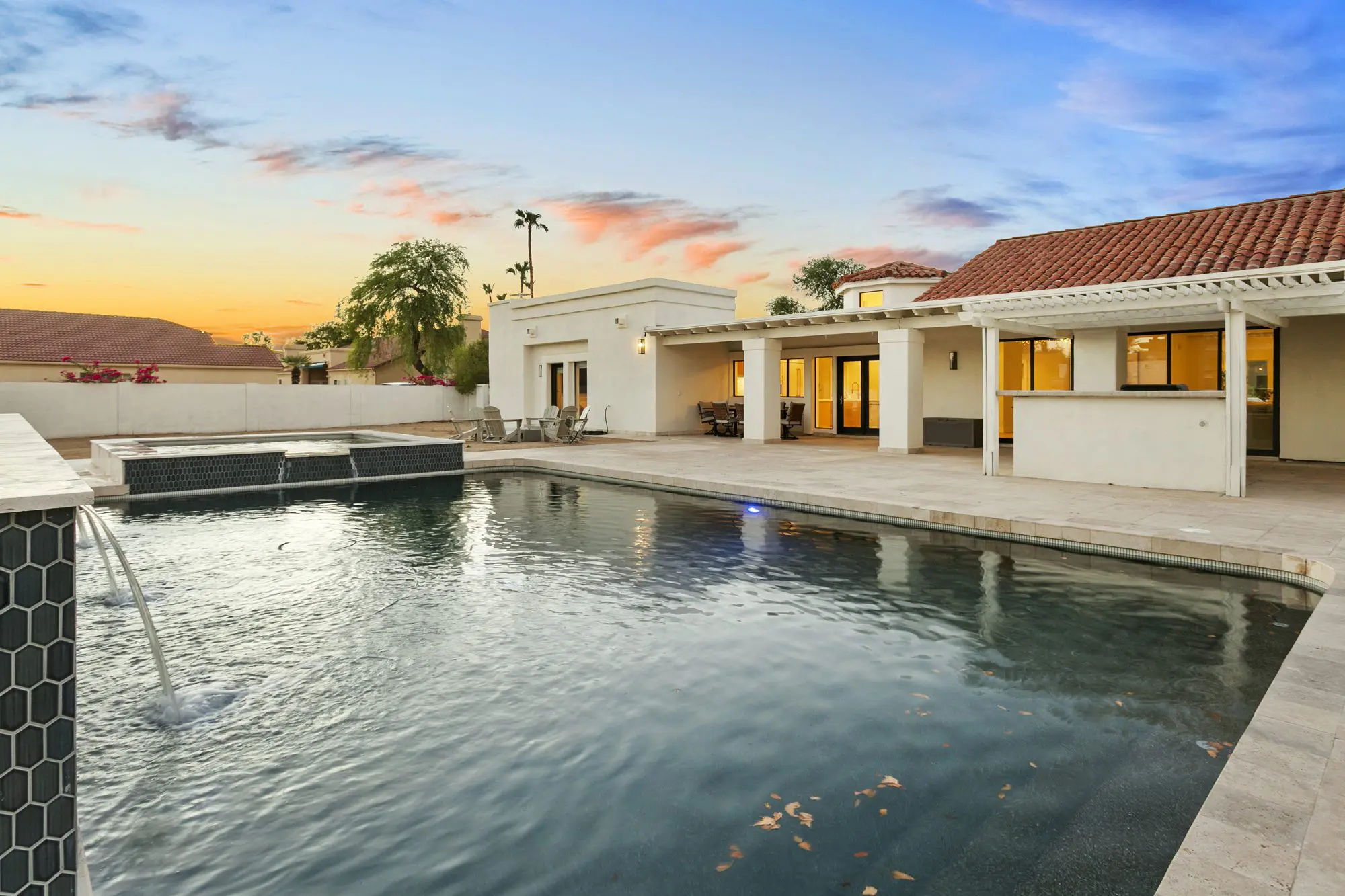 Twilight pool photography, Scottsdale luxury home