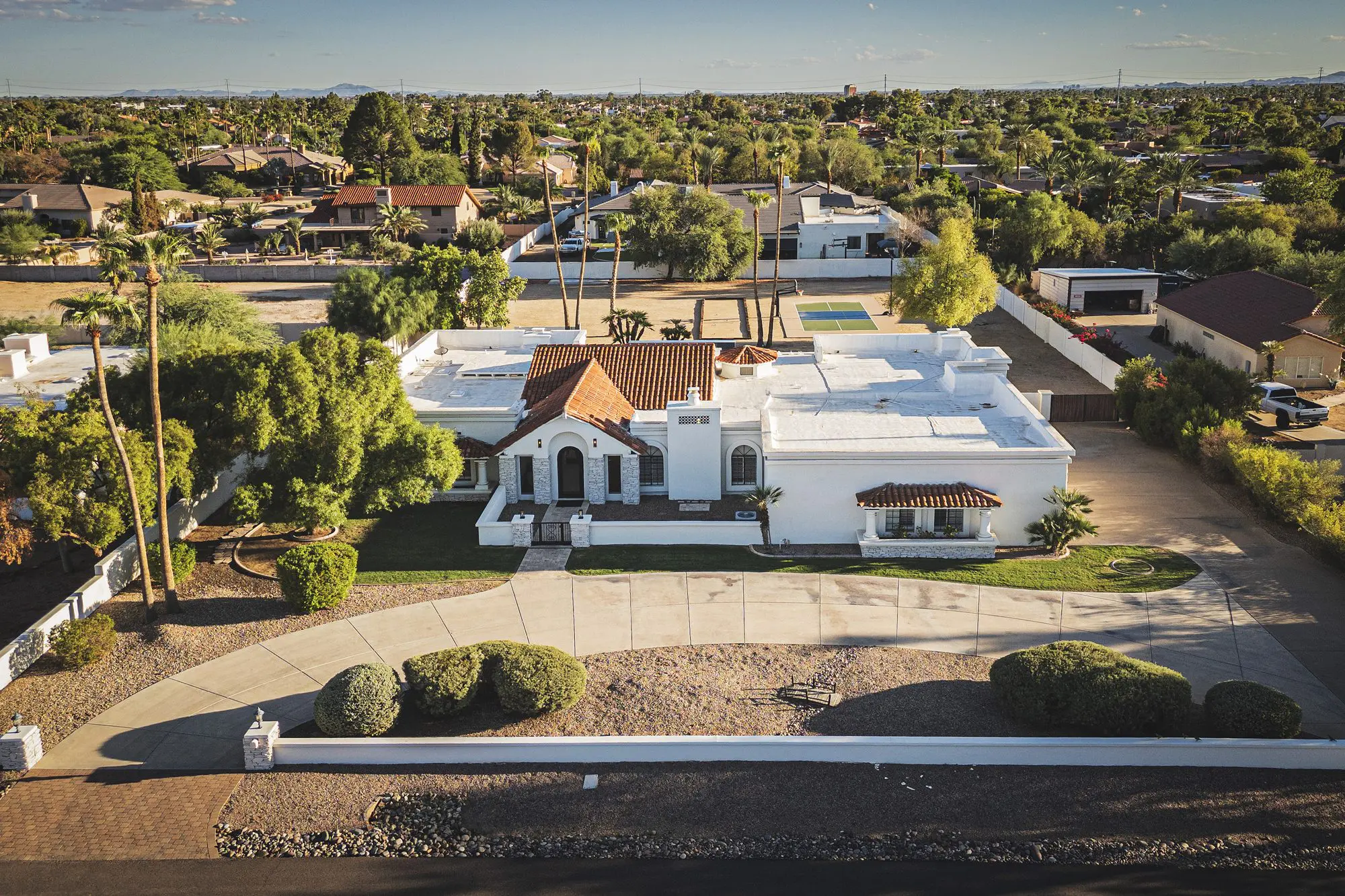 Drone aerial of McDowell Ranchos Scottsdale home on one acre lot