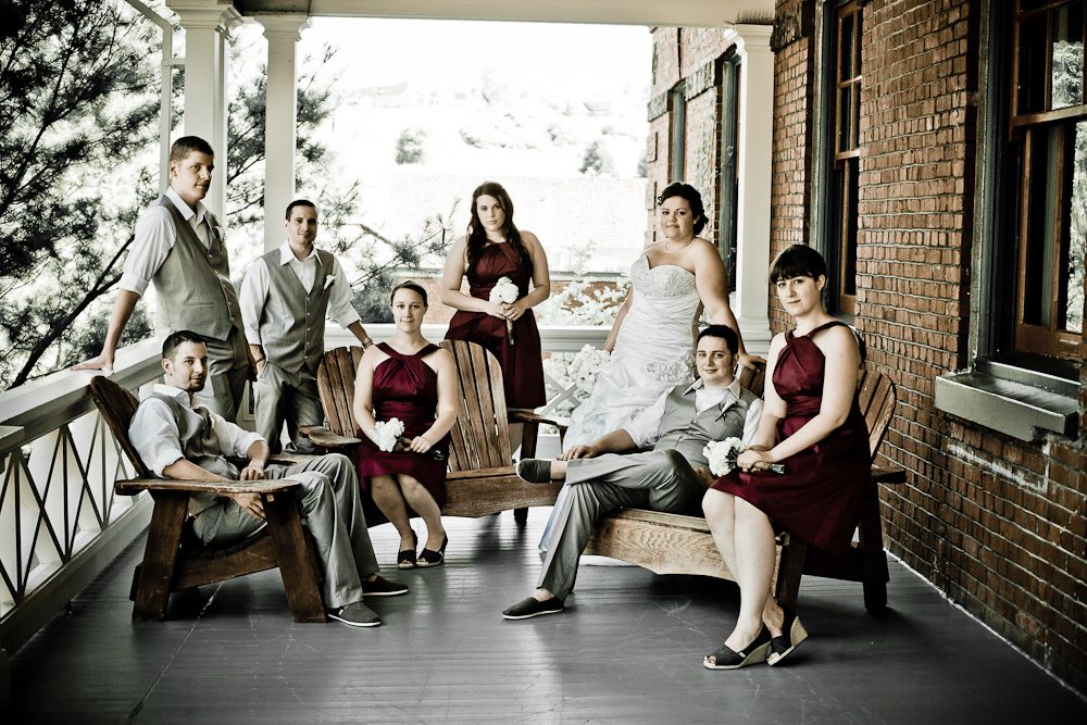 wedding party photograph spaced out in a modern way