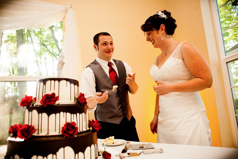 deciding to smash cake in the face during cake cutting?