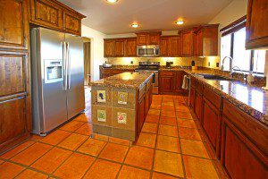 stainless steel appliances and island