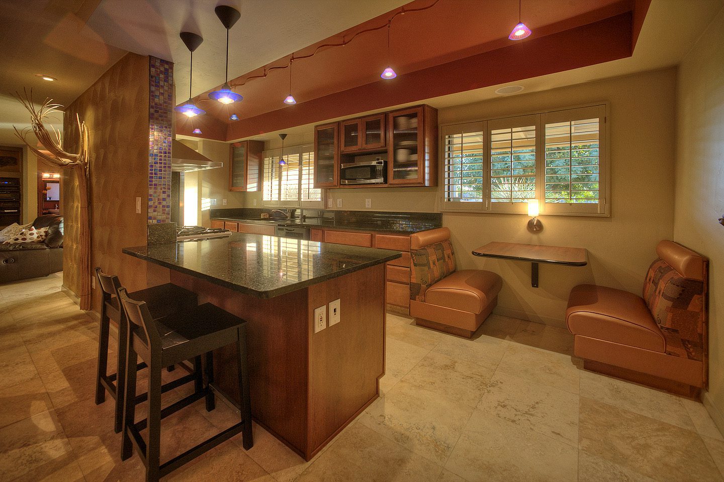 kitchen with custom diner style table