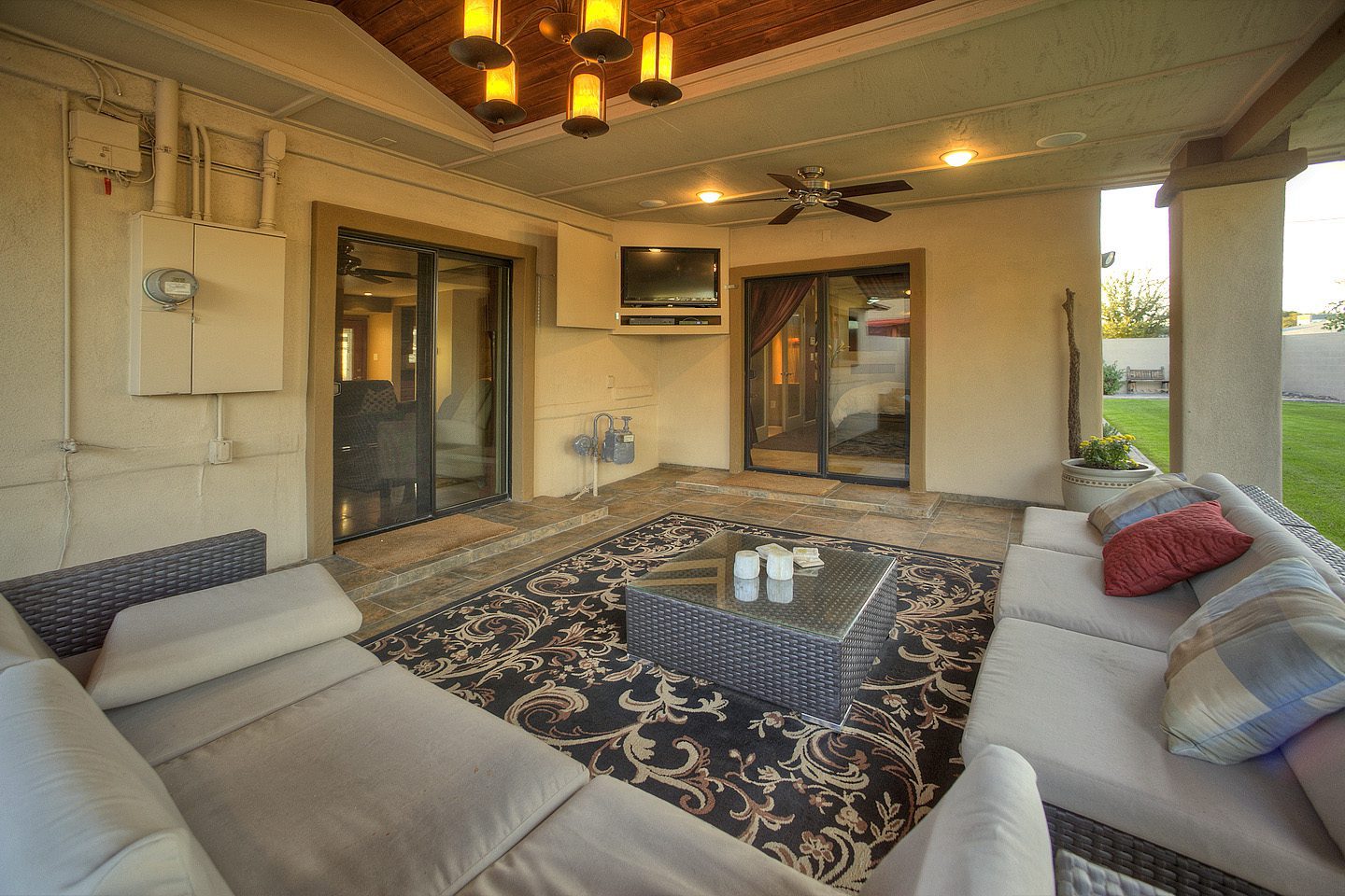 outdoor patio with television