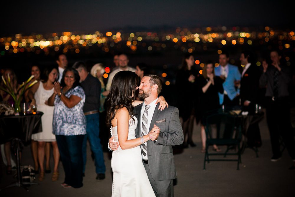 first dance with phoenix lights in the background