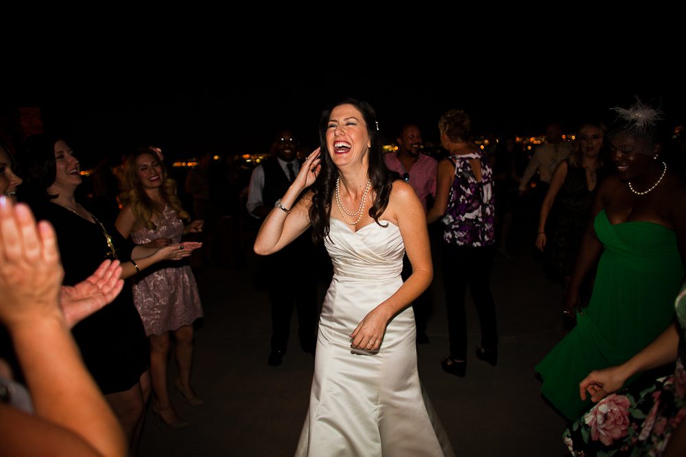 the bride laughing
