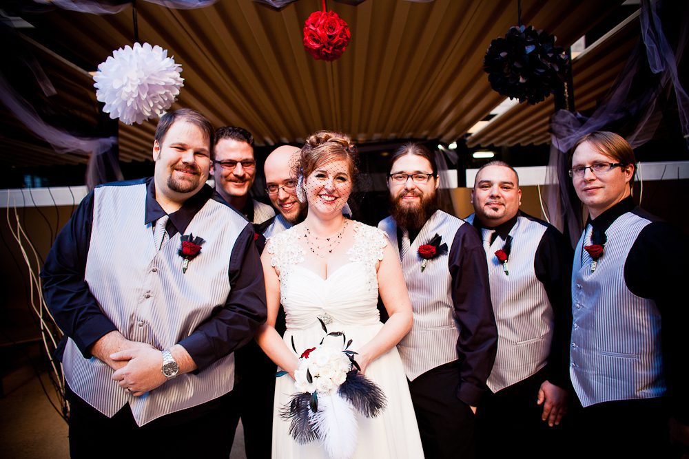 bride with the groomsmen