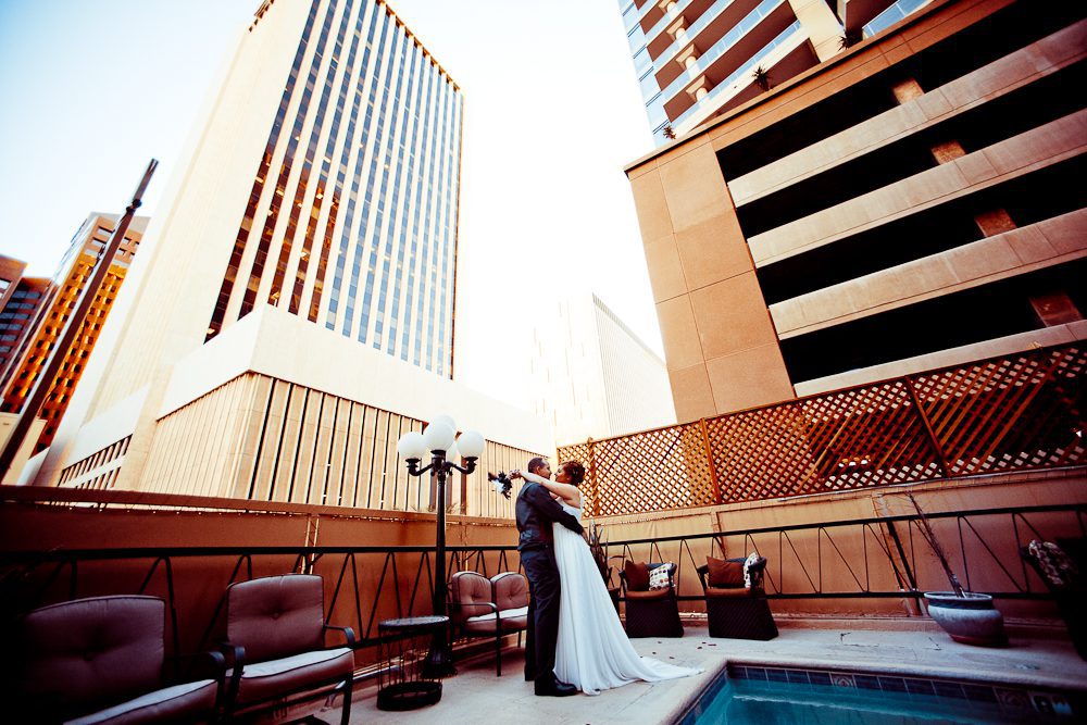 wide shot of downtown wedding