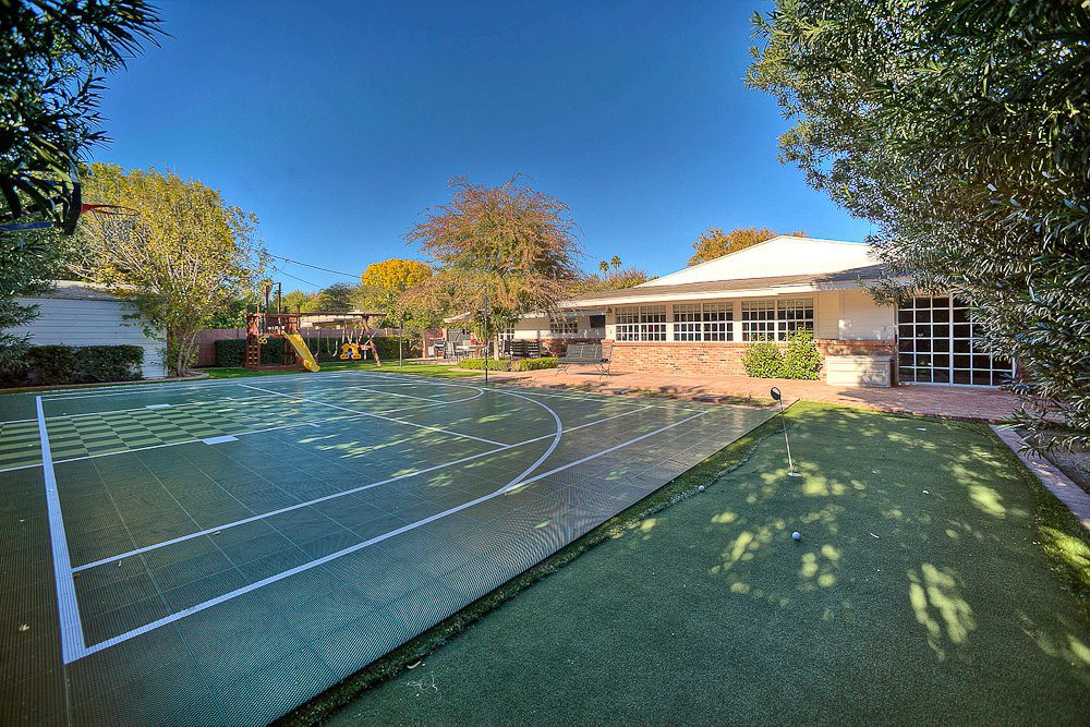 backyard with sport court