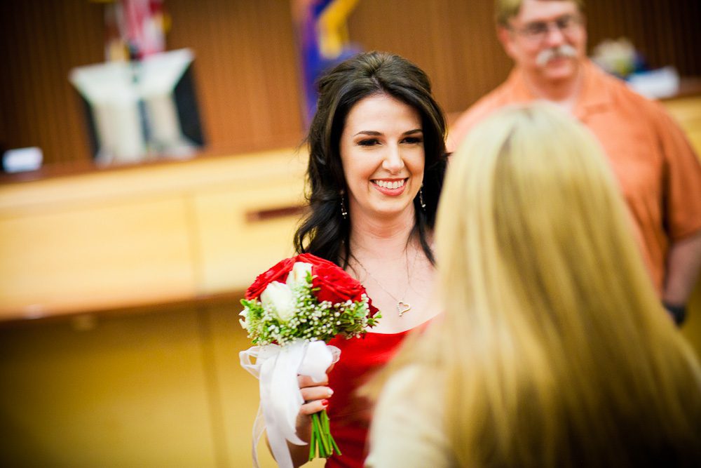the bride being congratulated after being married