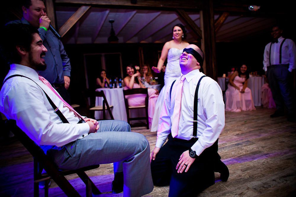 tricking the groom during the garter belt retrieval