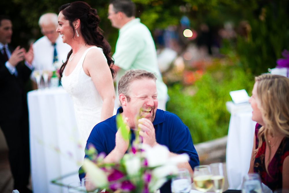 guest laughing at the wedding