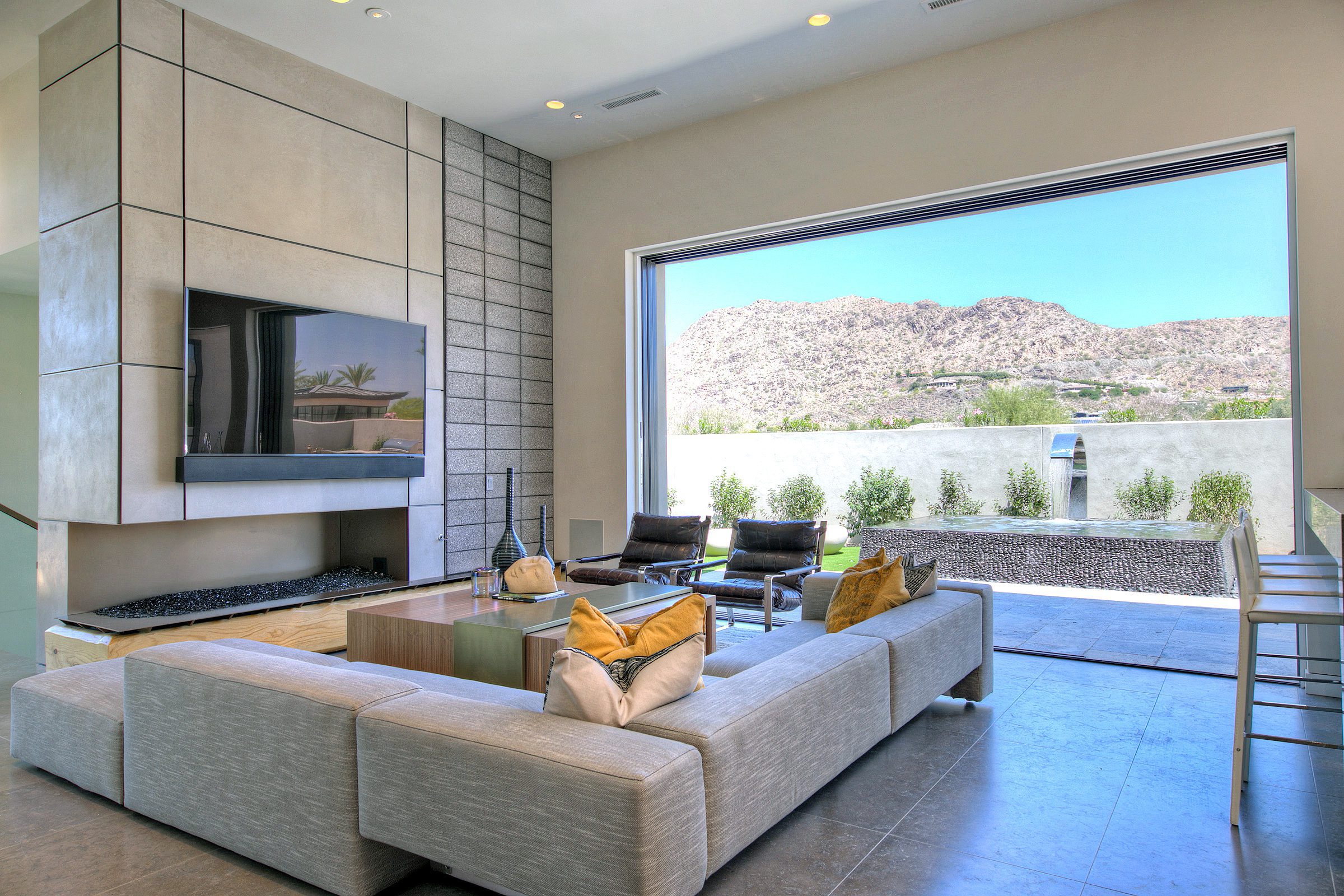 family room with view of mountains